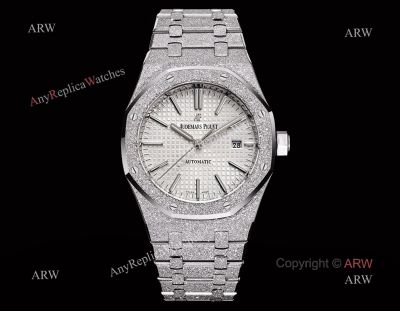 OMF Audemars Piguet Royal Oak 41mm 3120 Movement Forsted Gold White Face Watch